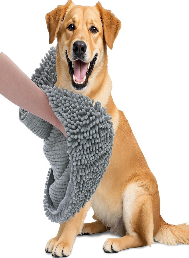 أولانلي منشفة استحمام للكلاب من الشنيل من أولانلي، مقاس 31 × 13، فائقة الامتصاص وسريعة الجفاف، ناعمة للغاية وقابلة للغسل، مناسبة للكلاب الكبيرة والجراء، للاستخدام الداخلي والخارجي، رمادي - Image 1